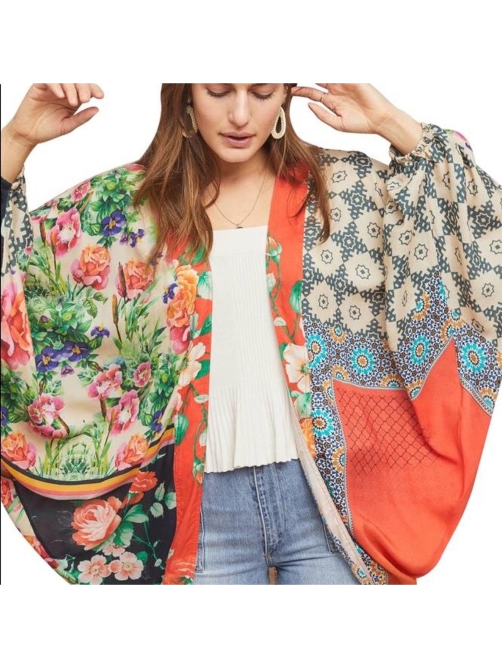 ANTHROPOLOGIE Akemi & Kin Dylan Floral Cocoon Kimono One Size